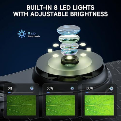 Handheld Digital Microscope for Kids Adults, SKYBASIC 500X Coin Microscopes Magnifying Glass, 2" Screen Portable Pocket Soldering Microscope Camera, Children Science Educational Fun Birthday Gift Toys