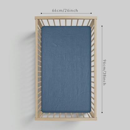 Muslin Mini Crib Sheets, 2 Pack for Baby Boy and Girl, Soft Breathable Stretchy Baby Pack N Play Mattress and Mini Cribs Sheet, Universal Fitted Portable/Mini Crib Mattresses (Bright Colors)