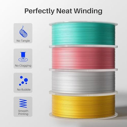 ELEGOO Silk PLA Filament 1.75mm Dual Color Blue Green 1KG, Shiny 3D Printer Filament Dimensional Accuracy +/- 0.05mm, 1kg Spool(2.2lbs) Fits for Most FDM 3D Printers