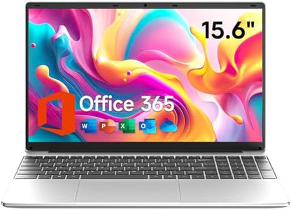 15.6 Inch Laptop with Office 365, 4GB RAM, 128GB Storage Expandable 1TB, 5205U Processor, HD Display, Windows 11 Laptops Computer, Wi-Fi 5, BT4.2, Numpad, Type-C, for Business and Students.
