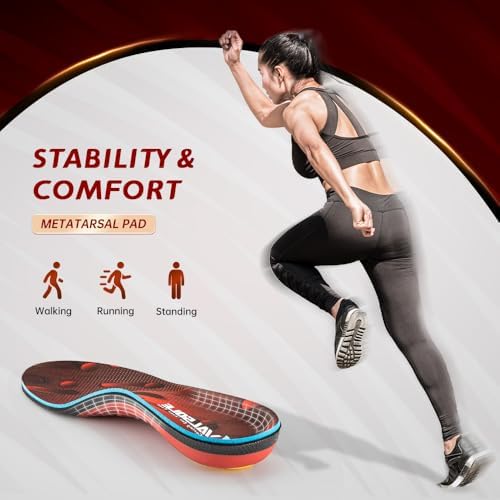VALSOLE Heavy Duty Support Pain Relief Orthotics - 220+ lbs Plantar Fasciitis High Arch Support Insoles for Men Women, Flat Feet Orthotic Insert, Work Boot Shoe Insole, Absorb Shock with Every Step