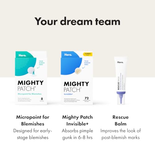 Mighty Patch™ Invisible+ Patch – The Barely-There Daytime Hydrocolloid Acne Pimple Patch for Covering Zits and Blemishes, Tapered Edges Designed to Blend Into Skin (72ct)
