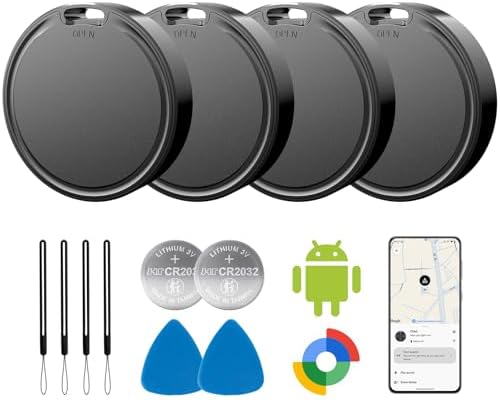 Air Tags for Android,Air Tags-4 Pack Android,Android Tracker Tags,2 Year Battery Life,Google Find Trackers for Google'S Find Hub App,IP65 Waterproof Luggage Tracker Android for Keys,Wallets,Suitcases