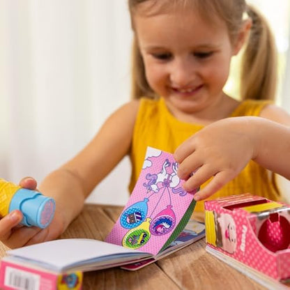 Melissa & Doug Sticker Wow!™ Ice Cream Bundle: 24-Page Activity Book, Refillable Sticker Stamper, Mini Pad, 500 Stickers, Arts and Crafts for Kids Ages 3+