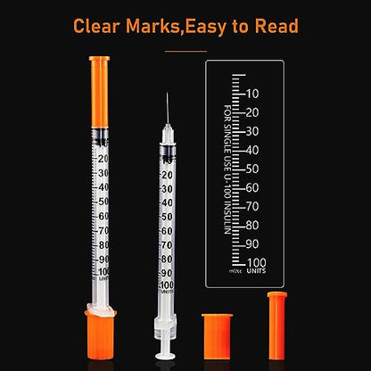 1ml Syringe with 30Ga 1/2in Needle, Individually Wrapped, Pack of 100