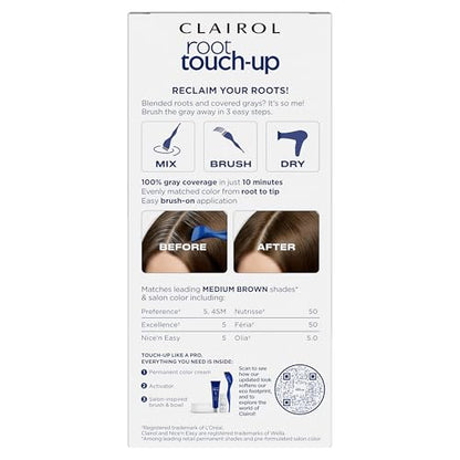 Clairol Root Touch-Up by Nice'n Easy Permanent Hair Dye, 5 Medium Brown Hair Color, Pack of 2