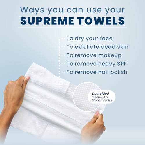 Clean Skin Club Clean Towels XL™ Supreme, 100% USDA Biobased Face Towel, Disposable Face Towelette, Eczema Association Accepted, Makeup Remover Dry Wipes, Ultra Soft, 50 Ct, 1 Pack