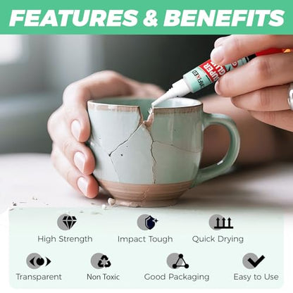 Super Glue Gel, Food Safe Instant Adhesive, Multipack Cyanoacrylate Strong Clear Glue for Shoe Sole Repair, Ceramic Plastic Metal Wood Pottery Leather Aquarium Glass Rubber, Strong Bonding