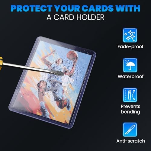 600 Card Sleeves Top Loaders for Cards, 3" x 4" Hard Plastic Toploaders, Baseball Card Protectors, Trading Card Holder for Football Sports Cards (300 Toploaders + 300 Penny Sleeves)