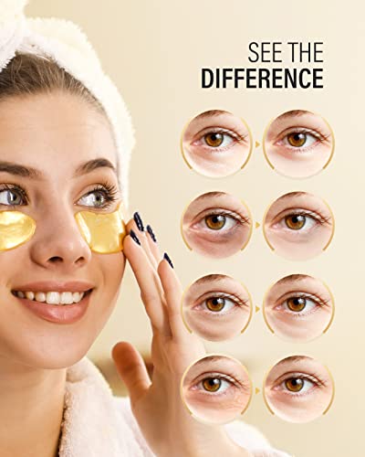 24k Gold Under Eye Patches (50 Pairs), eye mask, Collagen Skin Care Products, Eye Patches for Puffy Eyes, eye masks for dark circles and puffiness