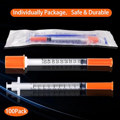 0.5ML Syringe, Lab Supplies Syringes 31G 5/16 Inch, Individually Wrapped, Pack of 100