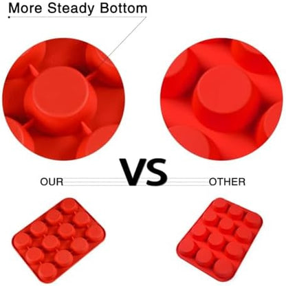 12 Cups Silicone Muffin Pan - Regular Size Cupcake Pan Muffin Tin for Baking Nonstick Food Grade