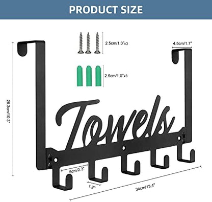 2 Pack Over The Door Hooks, Heavy Duty Over Door Towel Hanger with 10 Coat Hooks for Bedroom, Bathroom, Kitchen Towels, Bags, Hats