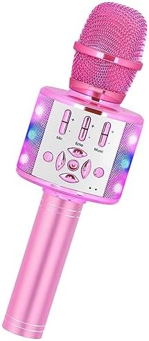 Amazmic Toys for Girls, Kids Karaoke Microphone Toddler Microphone for Kids with Lights, Birthday Gift for Girls, Boys Toy Age 3 4 5 6 7 8+(Light Pink)