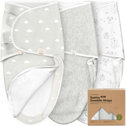 Baby Swaddle Sleep Sacks with Zipper - 3-Pack Swaddles for Newborns 0-3 Months, Infant, Baby Girls, Boys, Soft & Durable Newborn Sleep Sack, Easy Diaper Change Swaddling Blanket (Aspire)