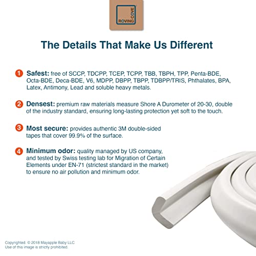 Roving Cove HeftyFit Edge Protector for Baby Proofing (12ft Large Edge Only), Heavy-Duty Soft Furniture Edge Bumper Guards, Desk Edge Cushion, Wall Corner Covers, 3M Adhesive, Oyster White (Off White)