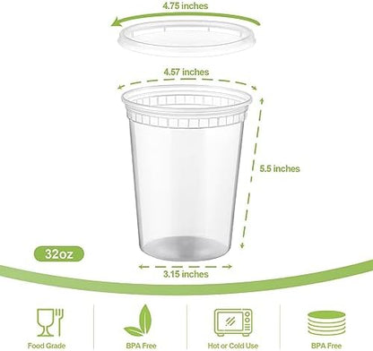 AOZITA 40 Sets 32 oz Plastic Deli Food Containers With Lids, Airtight Food Storage Containers, Freezer/Dishwasher/Microwave Safe, Soup Containers For Takeout Meal Prep Storage