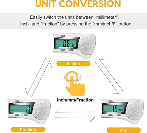 Digital Caliper, 6 inch Caliper Extreme Accuracy Measuring Tool with Stainless Steel, IP54 Waterproof Protection Design, Inch Metric Fraction Switch for Daily and Professional Use