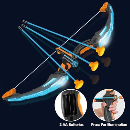 JOYIN LED Bow and Arrow for Kids, Light Up Archery Toy Play Set with Suction Cups Arrows, Targets & Arrow Case, Indoor and Outdoor Hunting Play Gift Toys for Boys Girls 6-12