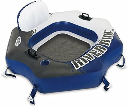 Intex 58854EP River Run Connect Inflatable Floating Lounge: Comfortable Backrest – Built-in Cup Holder – Durable Grab Handles – Easy-to-Use Connectors – 220lb Weight Capacity