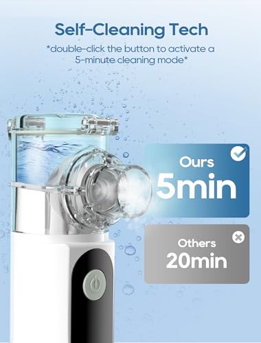 Portable Nebulizer for Adults and Kids with Smart LED Display, 3 Modes & Auto-Cleaning, Handheld Nebulizer for Home and Travel Use