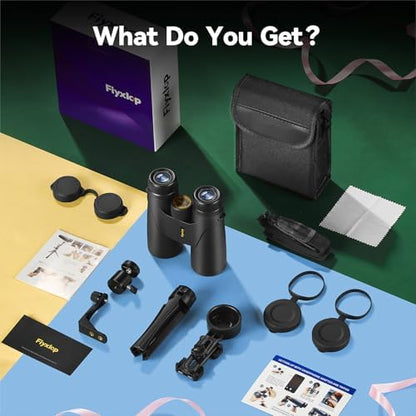 12x42 HD Binoculars for Adults - Upgraded BAK4 Prism and FMC Lens, Phone Adapter + Tripod for Bird Watching, Cruise Ships, Concerts, Hunting, Hiking, Wildlife Observation