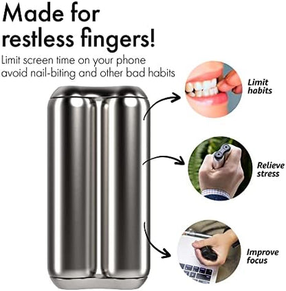 ONO Roller - Handheld Fidget Toy for Adults | Help Relieve Stress, Anxiety, Tension | Promotes Focus, Clarity | Compact, Portable Design (Full Size/Stainless Steel, Steel)