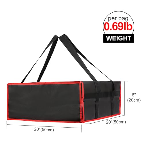 Bodaon Insulated Pizza Delivery Bag, 20" x 20" x 8" Pizza Warmer Bags for Carry Hot, Insulated Food Delivery Bag, Insulated Grocery Bags, Black with Red Edge, 1-Pack
