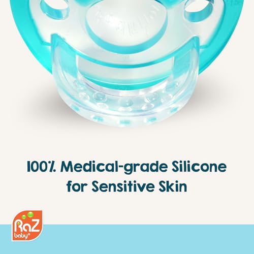 RaZbaby Jollypop Pacifier for Newborns & Up, USA Made, Natural Shaped Orthodontic Binky, Lovingly Shared in NICUs & Hospitals Worldwide, Medical-Grade 100% BPA-Free - 0-3 Months, 6 Pack - Variety