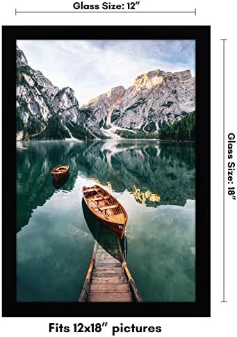 Americanflat 12x18 Poster Frame with Shatter-Resistant Glass - Signature Collection - Gallery-Style Frames Made of Engineered Wood - Photo Frame for Wall Display - Black