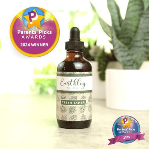 Earthley Wellness Teeth Tamer, Teething Relief for Babies & Kids, Soothes Drooling, Gum Discomfort & Irritability, Organic Herbal Formula, Essential Oil Free, Alcohol-Free & Sugar-Free (1.69 oz)