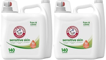 Arm & Hammer Sensitive Skin Free & Clear, 140 Loads Liquid Laundry Detergent, 140 Fl oz (Pack of 2)
