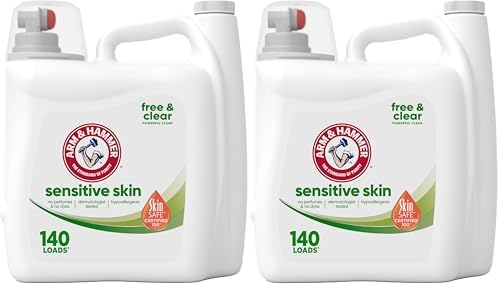Arm & Hammer Sensitive Skin Free & Clear, 140 Loads Liquid Laundry Detergent, 140 Fl oz (Pack of 2)