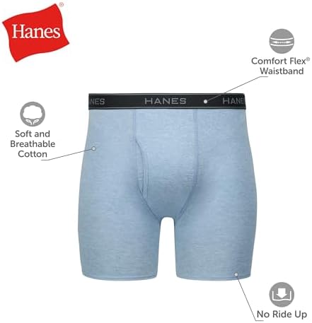 Hanes Men's Boxer Briefs, Cool Dri Moisture-Wicking Underwear, Cotton No-Ride-up for Men, Multi-Packs