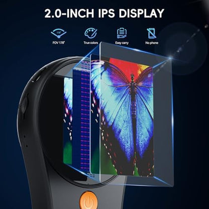 Handheld Digital Microscope for Kids Adults, SKYBASIC 500X Coin Microscopes Magnifying Glass, 2" Screen Portable Pocket Soldering Microscope Camera, Children Science Educational Fun Birthday Gift Toys