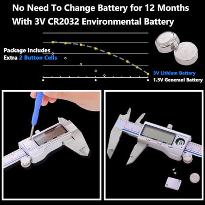 Digital Caliper, Vernier Caliper Measuring Tool with Stainless Steel, Electronic Micrometer Caliper with Large LCD Screen, Auto-Off Feature, Easy Switch from Inch Metric Fraction, (6 Inch//150 mm)