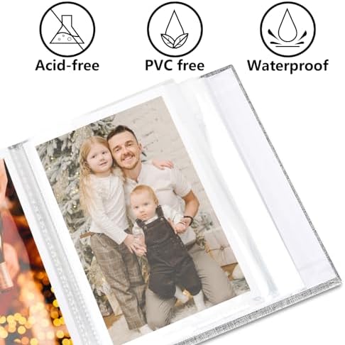 Vienrose Small Photo Album 4x6 holds 100 Photos 2 Pack, Mini Baby Photo Album Linen Cover for Gifts Wedding Family, Beige