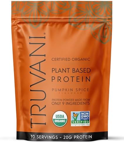 Truvani Vegan Pea Protein Powder | Pumpkin Spice | 20g Organic Plant Based Protein | 10 Servings | Keto | Gluten & Dairy Free | Low Carb | No Added Sugar