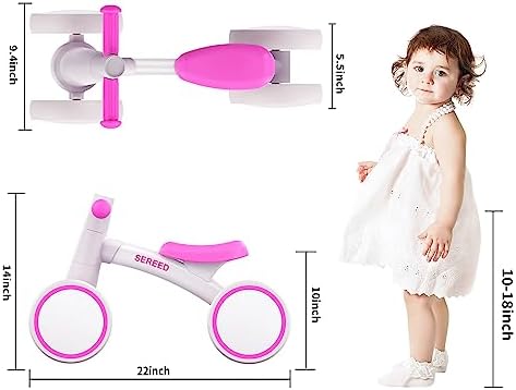SEREED Baby Balance Bike for 1 Year Old Boys Girls 12-24 Month Toddler Balance Bike, 4 Wheels Toddler First Bike, First Birthday Gifts