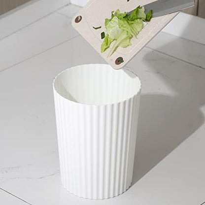 JiatuA Small Trash Can Plastic Wastebasket Round Garbage Container Bin for Bathroom, Kitchen, Bedroom, Home Office, College Dorm, White 2 Pack