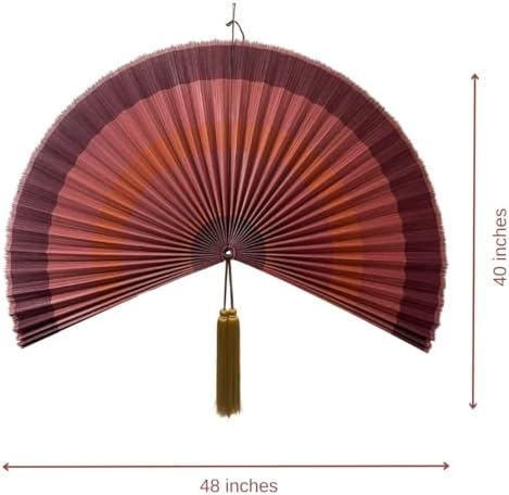 Fan Wall Decor,Japanese Wall Fan Decor,Large Bamboo Fan Wall Art For Boho Hanging Headboard,Decorative Folding Fan For Over Bed Decorations,Large Wall Dcor (Terracotta, 48inch)