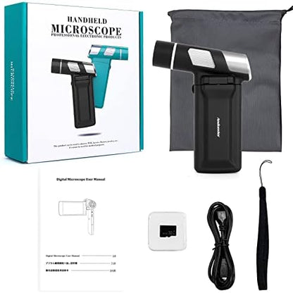 Andonstar AD203 Handheld Digital Microscope, Portable Pocket USB Coin Microscope with 4 inch Screen for Kids and Adults, Black, Electronic FHD Video, Windows Mac PC
