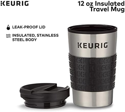 Keurig 3-Month Brewer Maintenance Kit, 7 Count & Travel Mug Fits K-Cup Pod Coffee Maker, 1 Count (Pack of 1), Stainless Steel