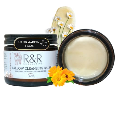 Tallow Cleansing Balm- All Natural Make-Up Remover Oil Based Cleanser. 100% Grass Fed Beef Tallow for Skin Care - 2 FL. oz