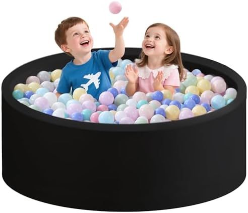 Ball Pit for Toddlers 47.24''x15.75'' Baby Ball Pit Soft Foam Ball Pits Round Lagre Kids Ball Pits Indoor and Outdoor Game Kids Play Ball Pool Ideal Gift for Children (Black, NO Balls)