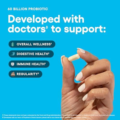 Physician's CHOICE Probiotics 60 Billion CFU - 10 Strains + Organic Prebiotics - Immune, Digestive & Gut Health - Supports Occasional Constipation, Diarrhea, Gas & Bloating - for Women & Men - 84ct