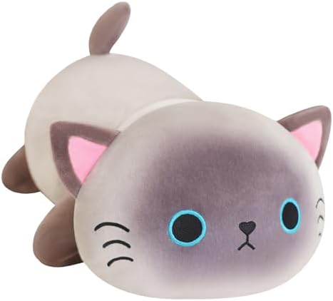 SQEQE Weighted Siamese Cat Plush, Weighted Siamese Cat Stuffed Animal, Cute Plushies Soft Pillow Toy Gift for Kids Adults 23.6 Inch, 3.1 Lbs