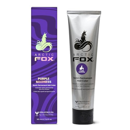 Arctic Fox Semi-Permanent Hair Color, Purple Madness, Vegan & Cruelty-Free, Ammonia-Free, Hydrating Formula, Vibrant Purple Hair Dye for All Hair Types, 5.6 Fl Oz (Pack of 2)