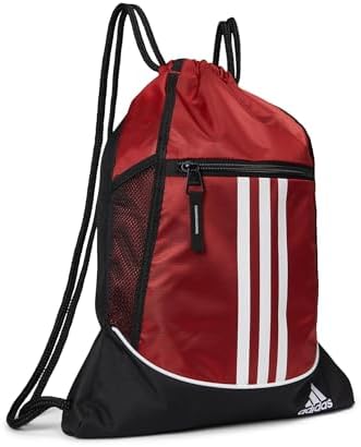 adidas Alliance Sackpack, Drawstring Backpack, Lightweight Small Gym Bag for Women and Men, Team Power Red, One Size