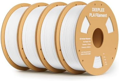 DEEPLEE PLA 1.75mm 3D Printer Filament, Dimensional Accuracy +/- 0.02mm, Neatly Wound, No Clogging, Vacuum Package, Fits for Most FDM 3D Printers, Cardboard Spool 4kg White